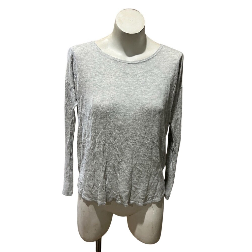 H&M Womens T-Shirt Size XS Heather Gray Scoop Neck Long Sleeve